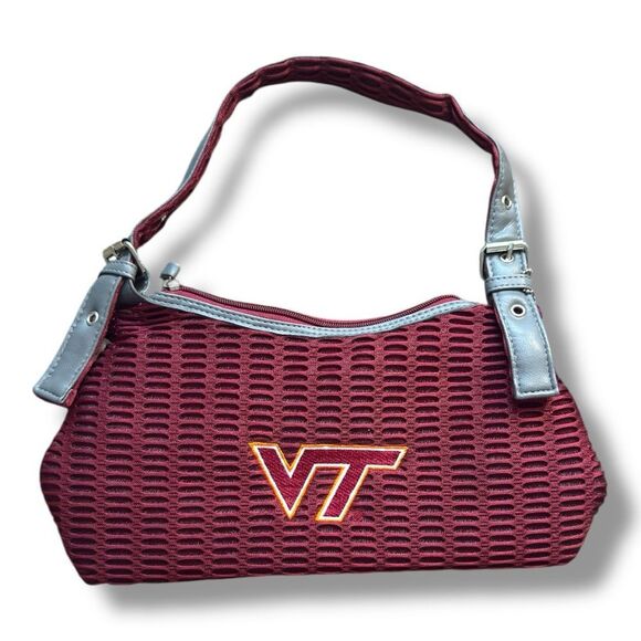 NWOT Maroon and Gray Women's Shoulder Bag with Embroidered Virginia Tech Logo - Picture 2 of 9